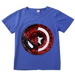 i pass Boys Kids Girls Sequin T-Shirt Cotton Tops Tee Shirt 14 Patterns Age 140