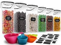 Cereal Container Set, MCIRCO Airtight Food Storage Containers ((4L /135.2oz) Set of 6, Cereal Dispensers with Measuring Tools