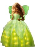 UPORPOR Princess Costumes for Girls, Light Up Princess Dress Up for Girls Aged 3-10, Halloween Costume Toddler Fairy Dress & Wings Green for Girls Birthday Party Halloween Christmas Cosplay