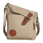 Mona B Unisex Canvas Messenger Crossbody Sling Bag (Beige)