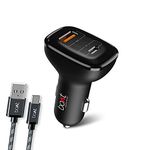 boAt Dual Port Qc-Pd 24W Fast Car Charger with 24W Fast Pd Charging and 18W Qc Charging Compatible with All Smartphones, Tablets and Laptops (Free Type C Cable), Black