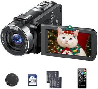 FIREFOTO Camcorder Video Camera 4k 42MP, 18X Digital Zoom Vlogging Video Recorder for YouTube 3”270°Rotation Screen Compact 4K Travel Camcorders with 2 Batteries, 32GB SD Card, Remote Control