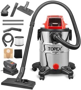 TOPEX 20V 25L Wet & Dry Vacuum Cleaner Multi-Purpose Removable Universal Wheel with HEPA Filter Cartridge for Car, Garage, Workshop, Home with 20V 4.0Ah Battery and Charger