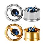 COOEAR Surgical Steel Ear Gauges Cool Planet Tunnels and Plugs Piercing Elegante Stretchers Earrings Size 0g(8mm) to 5/8 inch(16mm)