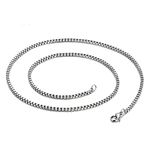 Beydodo Box Chain Necklace for Men 26 inch, Stainless Steel Chain Necklaces 2mm Hip Hop Chain Necklace Silver