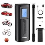 Tire Inflator Portable Air Compressor - 150 PSI Bike Pump with Gauge, Car Tire Inflator, Bicycle Pump Auto Off Air Pump for Car Tires by Woowind (AP2-P)