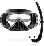 Cressi Single Lens Mask & Snorkel Set - Tempered Glass Diving Mask - Snorkel Set Adults for Pools & Sea - Quick-Adjust Buckles for Scuba Diving Equipment - Black / Black - Combo Set