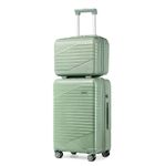 Somago Hardside Expandable Luggages, TSA Customs Lock, YKK Zipper, PC Lightweight Hard Shell Suitcase, Travel and Bussiness, GEYAO Green, Carry-On (14/20inch)