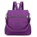 Estwell Women Backpack Ladies Rucksack Handbag Anti-theft Waterproof Nylon School Bag Travel Casual Daypack Fashion Shoulder Bag, Purple