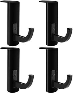 Mudder 4 Pack Headphone Headset Hanger Monitor Stand Holder Headset Stick-on Hook, Black