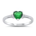 Sac Silver Sterling Silver Simulated Emerald Heart Promise Ring, 6