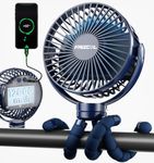 FRIZCOL Portable Stroller Fan, Use As Power Bank, 65H 12000mAh Battery Operated Fan Flexible Tripod Baby Car Seat Fan, Personal Mini Handheld/Desk/Small Clip On Fans For Stroller, Carseat (Blue)