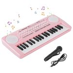 Shayson Keyboard Piano for Kids 37 Keys Music Piano with Microphone Portable Musical Toy Electronic Piano Birthday Gifts for Girls Ages 3-12 Pink