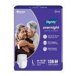 Dignity Overnight Pull Up Adult Diapers Pant Style - 10 Count (Large) with Soft Elastic and Extra Absorbent Core, Waist Size 34" - 59", 10 Pcs/Pack (Pack of 1)