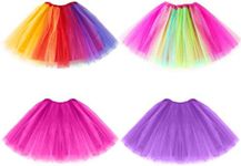 Geebuzz 4 Pack Women's Tutu Skirts Classic 4 Layered Elastic Ballet Dance Runner Tuller Tutu Skirt for Birthday Party Costume (4pack-Multicolor-4)