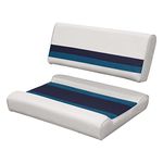 Wise 8WD125FF-1008 Deluxe Series Pontoon Flip-Flop Seat Cushion Set, White/Navy/Blue (8WD125FF-1B-204 Base Required to Complete)