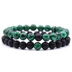 AOJJ 2 Pcs Distance Relationship Bracelets Beaded His and Hers Couple Bracelet Black for Men Women