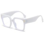 Breaksun Fashion Oversized Blue Light Blocking Glasses for Women Men Trendy Big Square Frame Computer Eyeglasses, White, MM