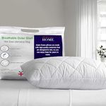 Adam Home Pillow 1 Pack Hotel Quality with Quilted Cover- Premium Filled Pillows for Stomach, Back and Side Sleeper Pillow, Down Alternative Bed Pillow-Soft Hollow-Fiber Hotel Pillow