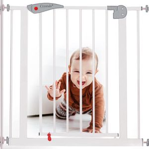 Baby Safety Gate, 75-85cm – White/Grey Adjustable Door Barrier