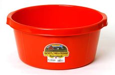 Little Giant® Plastic All-Purpose Tub | Plastic Pond Tub | Feed Tub | Durable Plastic Livestock Feeding Pan with Hand Grips | Made in USA | 6.5 Gallons | Red