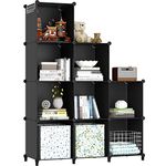 HOMIDEC Cube Bookcase, 9 Cube Storage Unit Bookshelf Storage Cube Organiser Multi-Use DIY Storage Cube Shelf for Books, Toys, Clothes, Tools