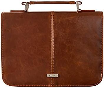 Brown Lux-Leather Bible Cover Faith Badge Large