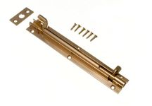 Door Barrel Slide Bolt Cranked Offset 150Mm 6 Inch Brass + Screws