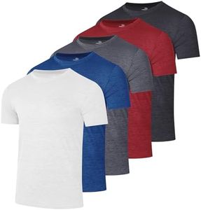5 Pack: Boys Girls Active Athletic Quick Dry Dri Fit Short Sleeve T-Shirts Crew Neck Tops Teen Gym Undershirts Tees Youth Basketball Clothes Moisture Wicking Tshirt-Set 2,Large (12-14)