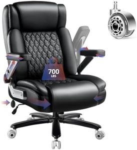 OFIKA 700LBS Large Heavy Duty Office Chair with 5D Flip Arms, Big and Tall Office Chair,High Back Computer Executive Desk Chair with Adjustable Lumbar Support,Dual Rubber Wheel(Black)