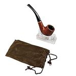 Smoking Pipe Wooden Tobacco Smoking Pipe Vintage Tobacco Pipe with Pipe Stand Pipe Pouch and Other Pipe Accessories for Father Husband Smoker