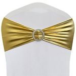 Maiangel Spandex Chair Sashes Bands 30PCS Stretch Chair Ties Bows with Buckle Slider for Wedding Party Banquet Decoration (Metallic Gold)…