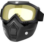 DETACHI Motorcycle Goggle mask Anti Scratch UV Protective Face Mask, Bike Riding Goggles Mask with Detachable Face Mask, Adjustable Elastic Strap Goggles Mask for Helmet Yellow Visor, Unisex