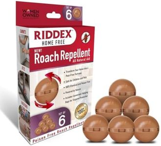 Riddex Roach Deterrent Spheres – Plant-Based Formula with Essential Oils, 6-Pack with Sachets for Indoor Use – Safe for Homes with Pets and Kids