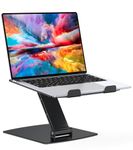 Glangeh Laptop Stand Adjustable Height, Ergonomic Portable Laptop Riser Holder for Desk, Aluminum Foldable Laptop Computer Monitor Stands Compatible with MacBook Air Pro, HP (10-16")-Black