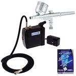 Master Airbrush® Brand Model G22 Airbrushing System with Model C16-B Black Portable Mini Airbrush Air Compressor-The Complete Set Now Includes a (FREE) How to Airbrush Training Book to Get You Started