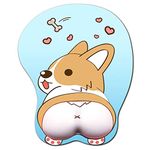 Tidoopu Anime Corgi Mouse Pad with Wrist Support Gel Ergonomic Dog 3D Mousepad for Office PC Laptops (Blue)