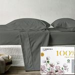 100% Organic Cotton Sheet Set King Size - 4 PC Organic Cotton Sheets, Crisp and Cooling Sateen Weave Bed Sheets, Breathable Cooling Sheets, Hotel Quality King Deep Pocket Organic Sheets - Dark Grey