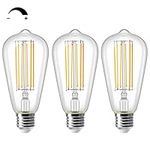 ZIKEY 10W LED Edison Bulbs, E27 Dimmable ST64 Filament Bulb, Equivalent to 100W, 2700K Warm White, 1000LM, Retro Old Fashioned Style Antique Bulb, AC220V-240V, 3 Pack