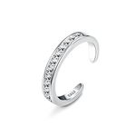 MILACOLATO 925 Sterling Silver Open Toe Rings for Women 18K White Gold Plated Arrow Heart Knot Infinity Link Adjustable Band Rings Finger Foot Jewelry