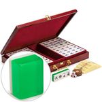 Yellow Mountain Imports Classic Chinese Mahjong Game Set, Emerald with 148 Medium-Size Translucent Green Tiles and Wooden Case