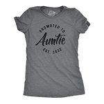 Womens Promoted to Auntie 2022 Tshirt Funny New Baby Family Graphic Tee Funny Womens T Shirts Funny Aunt T Shirt Women's Novelty T Shirts Dark Grey XL