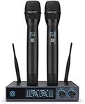 PERWHY UHF Wireless Microphone, Metal Professional Dual Channel Handheld Dynamic Mic System, for Karaoke, Party, Church, DJ, Wedding, Meeting, Home KTV Set, Outdoor Events, 200ft(VW-022)