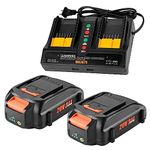 ANTRobut 2Pack 3.5Ah 20V Battery for Worx Battery WA3525 WA3520 WA3578 WA3575 WG151s WG155s WG251s WG255s WG890 WG891 and WA3875 Worx 20V Dual Port Charger