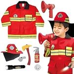 Foreverup Kids Fireman Costume, Kids Role Play Halloween Costumes, Fireman Costume with Firefighter Outfit Toys Accessories for Children, Police Toys Role Play Costume Accessories for Kids Boys