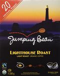 Jumping Bean Light Roast Fairtrade Organic 100% Compostable K-Cup Coffee Pods, Individually Wrapped, ECO2Roast, Premium Coffee, Non-GMO, Lighthouse Roast , 20 Count Pods