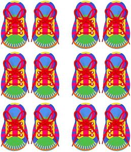 ZAKVOOR 12 Sets of Shoelace Threading Teaching Toys Learn to Tie Shoelaces Kindergarten Early Educational Rope Practice Bowknot Painting Puzzle Toys for Kids Toddlers