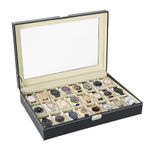 NATGAI Watch Box, 24 Slots Watch Organizer Jewelry Case, Leather Watch Box/Watch Case/Jewelry Display Storage Organizer Box for Christmas Birthday Father's Day Thanksgiving Day