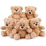 BenBen Teddy Bear Stuffed Animal, 5 Packs 10 inch Small Stuffed Teddy Bear Bulk, Shaggy Plush Toy, Baby Shower Decoration, Gifts for Kids Baby, Girls, Boys, Birthday (Curly Hair)