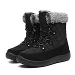 Winter Boots for Women - Soft Comfortable Faux Fur Mid Calf Winter Snow Boots Totes Boots Lace up Snow Boots Winter Boots with Insulated Black for Outdoor, Black, 9.5 Wide